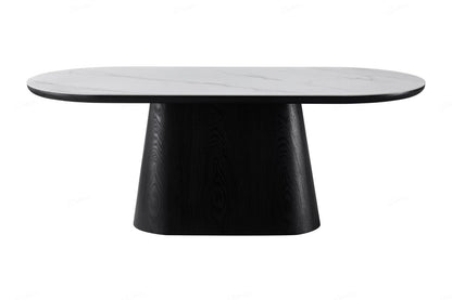 Bianca Oval Dining Table Black & White Sintered Stone