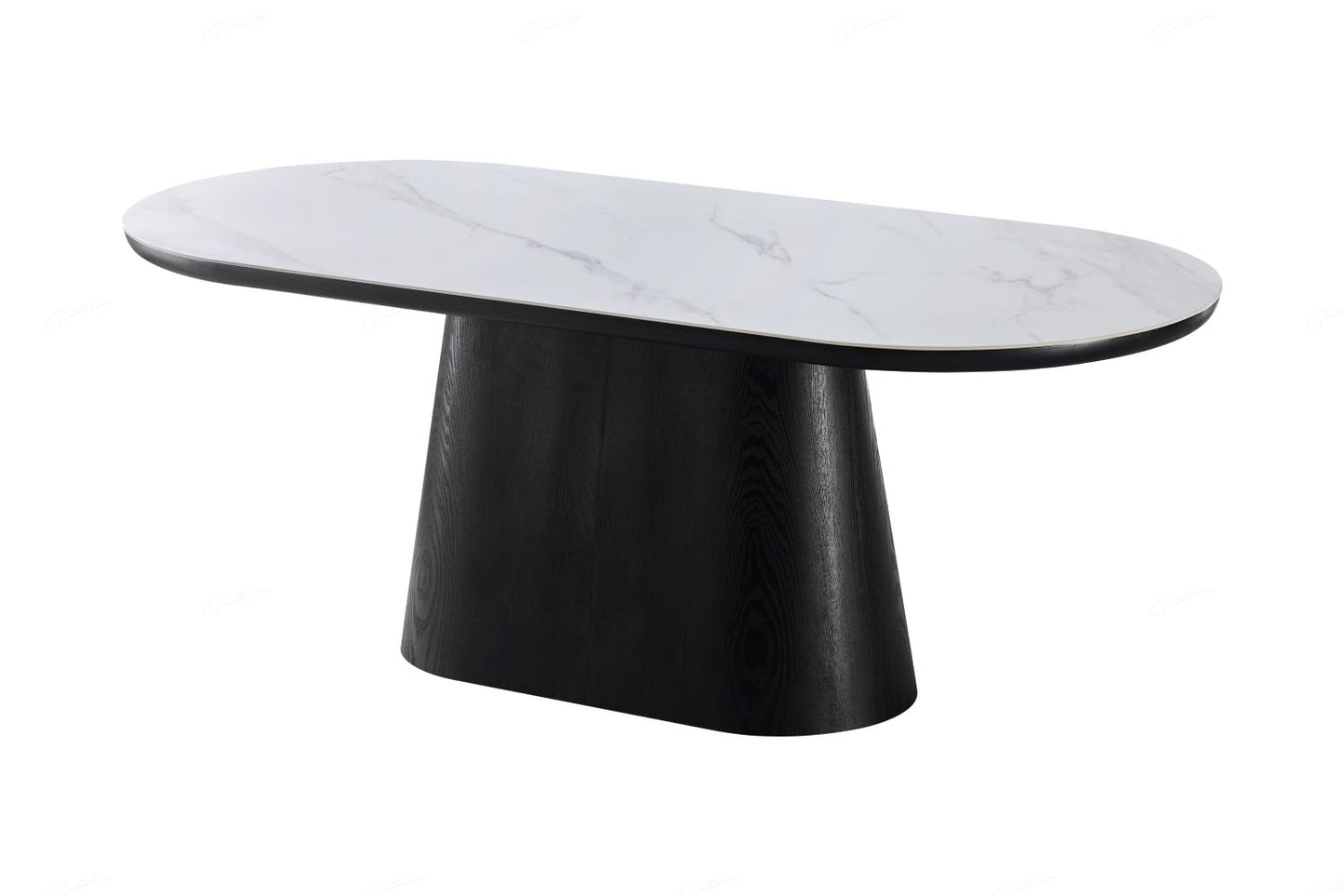 Bianca Oval Dining Table Black & White Sintered Stone