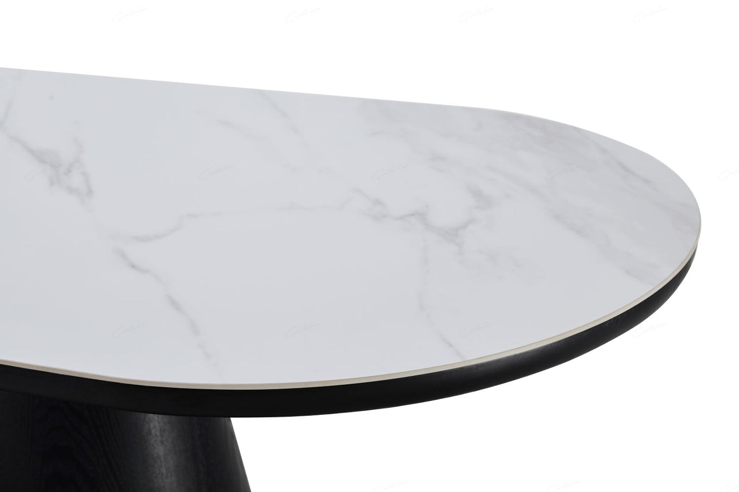 Bianca Oval Dining Table Black & White Sintered Stone