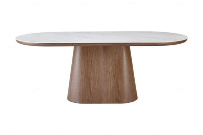 Bianca Oval Dining Table Walnut & White Sintered Stone