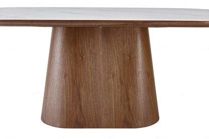 Bianca Oval Dining Table Walnut & White Sintered Stone