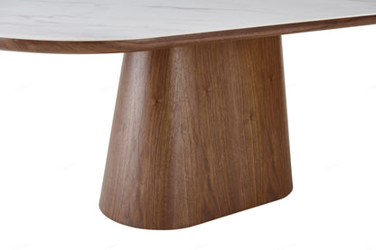 Bianca Oval Dining Table Walnut & White Sintered Stone