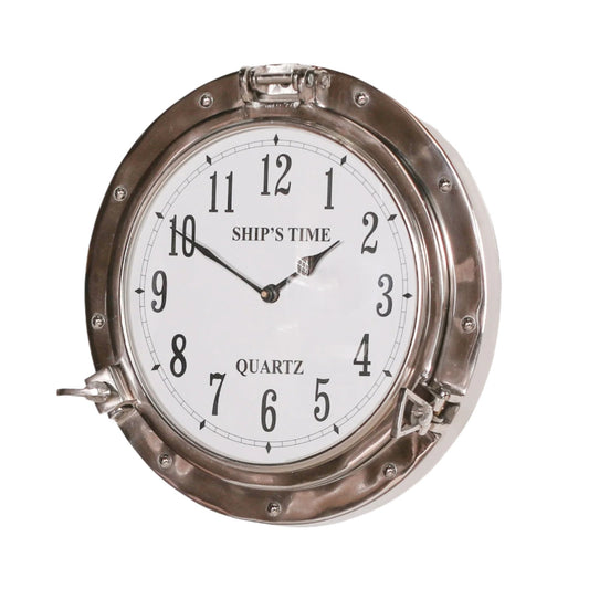 Polished Port Hole Ships Wall Clock