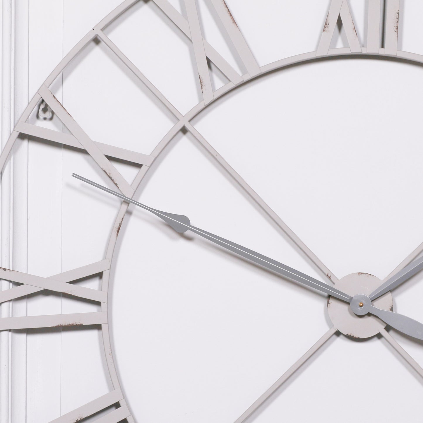 Pale Grey Off White 110cm Vintage Metal Wall Clock