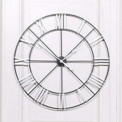 Large 102cm Metal Wall Clock with Silver Numerals