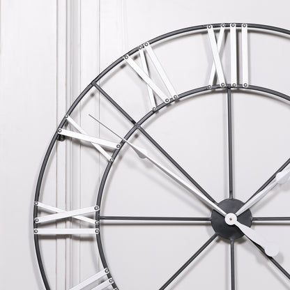 Large 102cm Metal Wall Clock with Silver Numerals