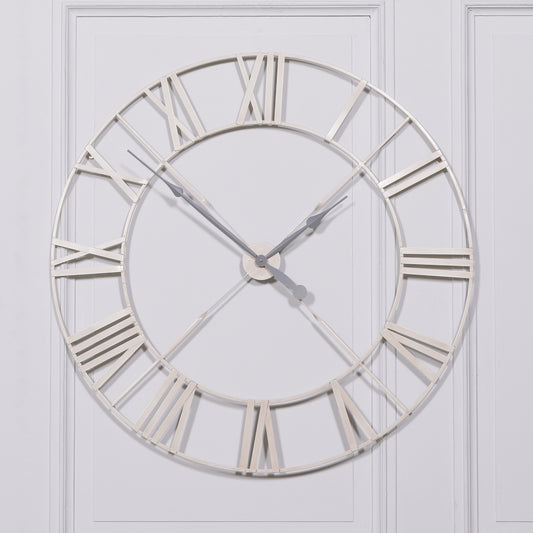 Vintage Cream Distressed 110cm Twist Frame Wall Clock