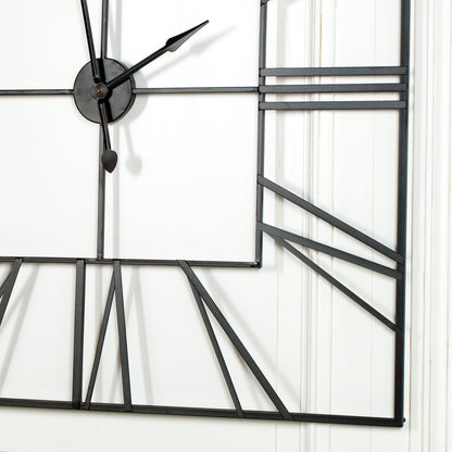 Extra Large 120cm Black Square Metal Wall Clock