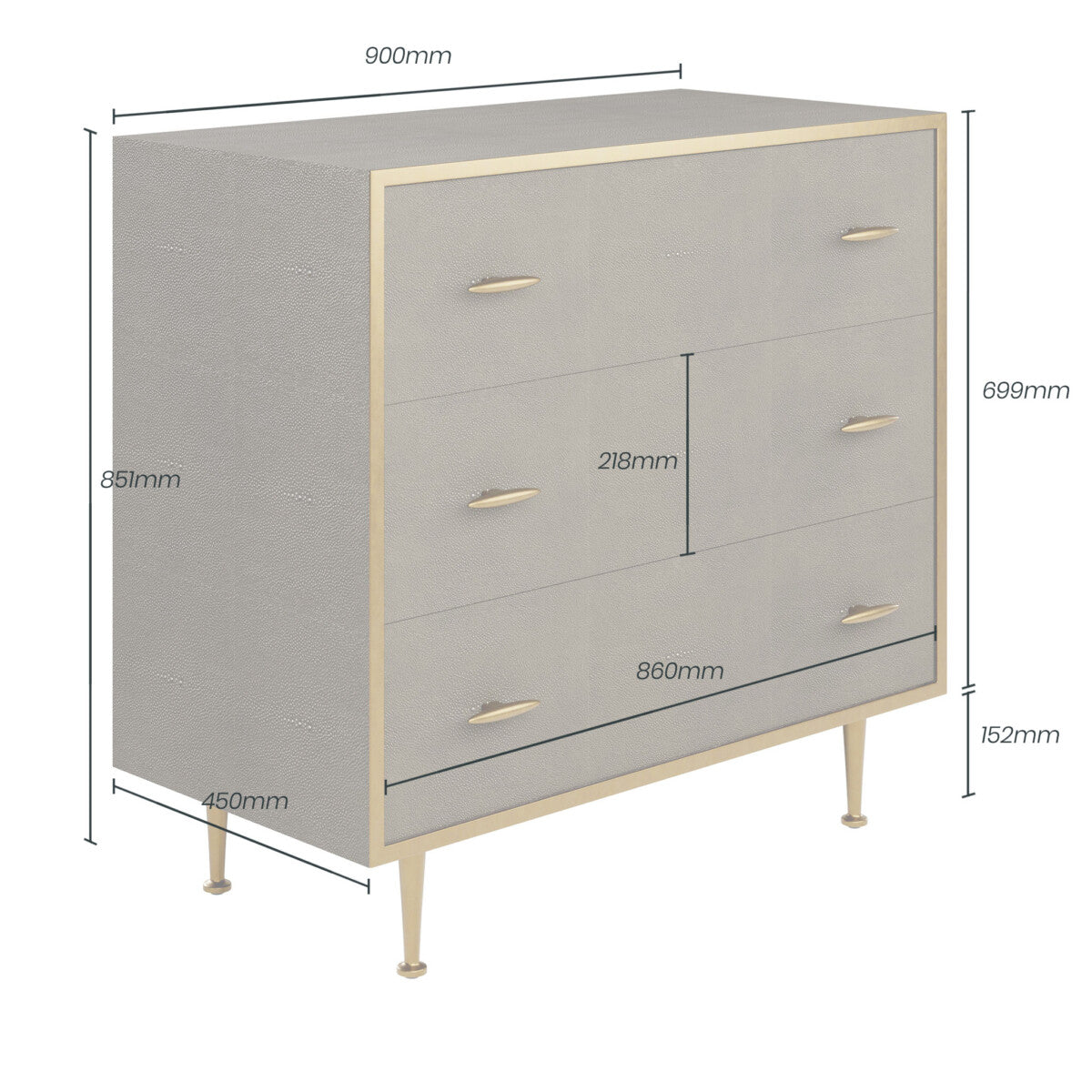 Raphia Chest of Drawers Grey Shagreen