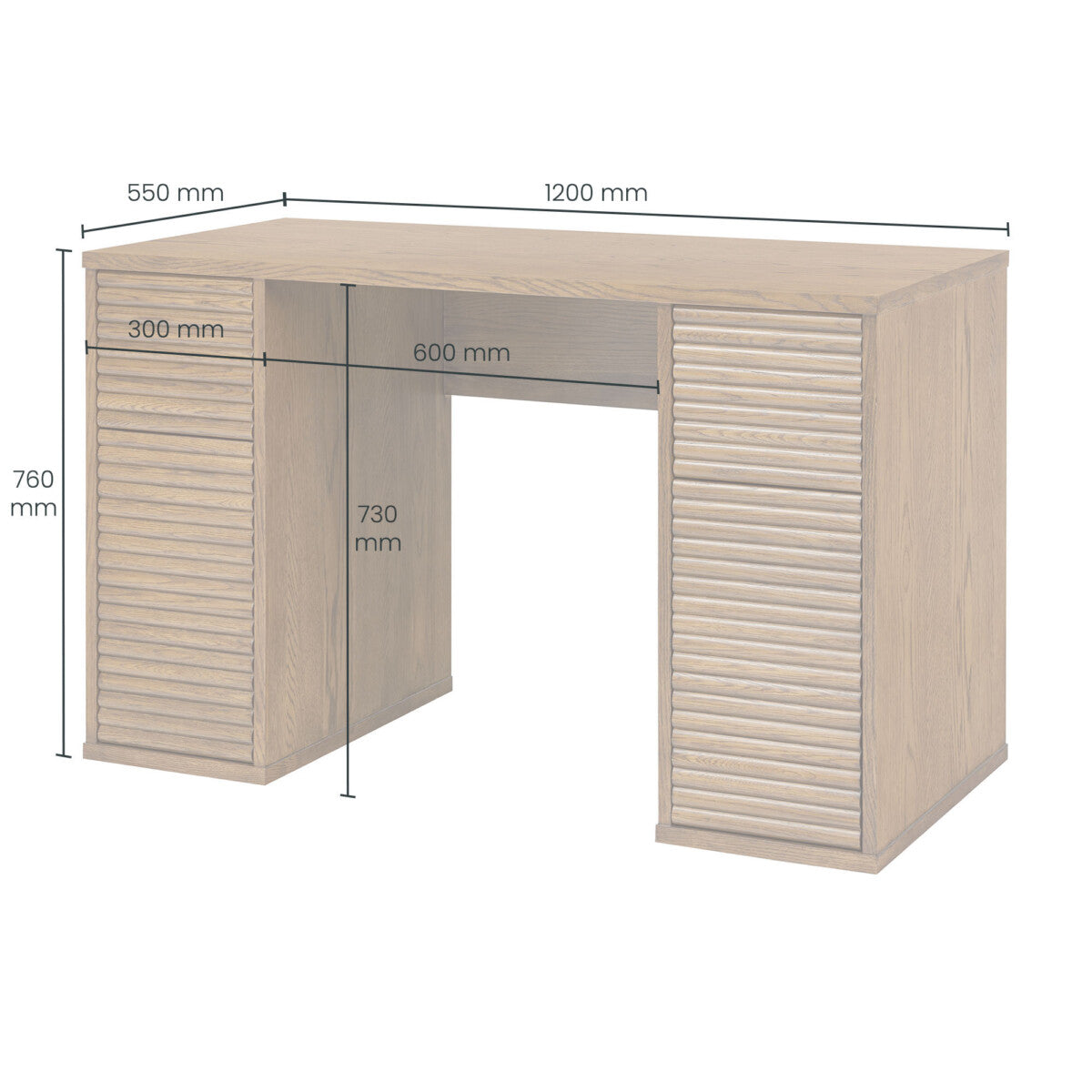 Evie Ribbed Walnut Desk