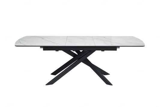 Cosma Extending Dining Table White & Sunset Cloud Vein Ceramic