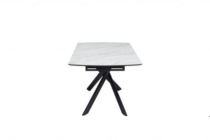 Cosma Extending Dining Table White & Sunset Cloud Vein Ceramic