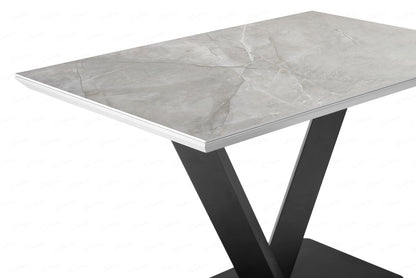 Alessia Ceramic Dining Table Grey Ceramic Marble