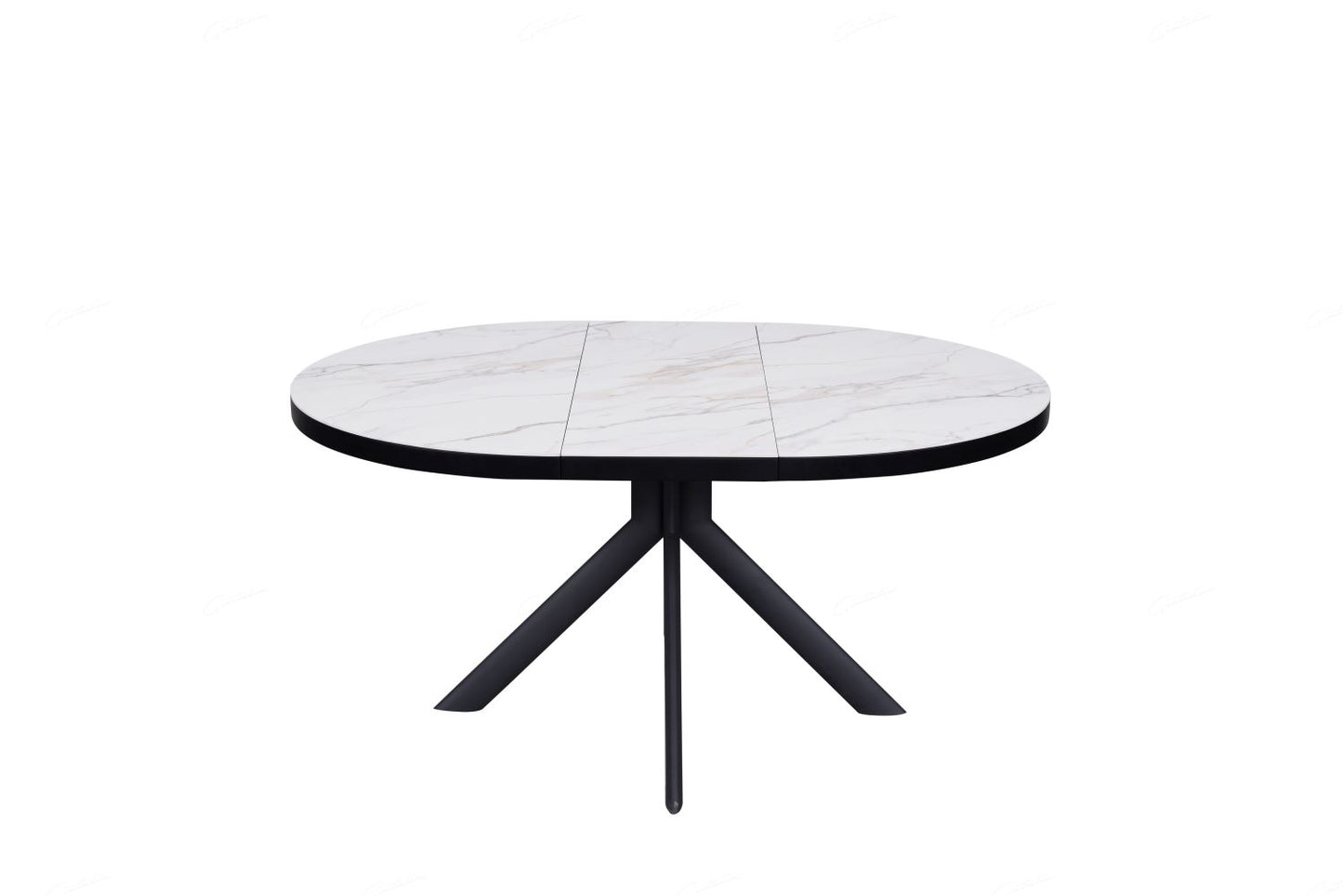 Danello Round Extending Dining Table White & Sunset Cloud Vein Ceramic