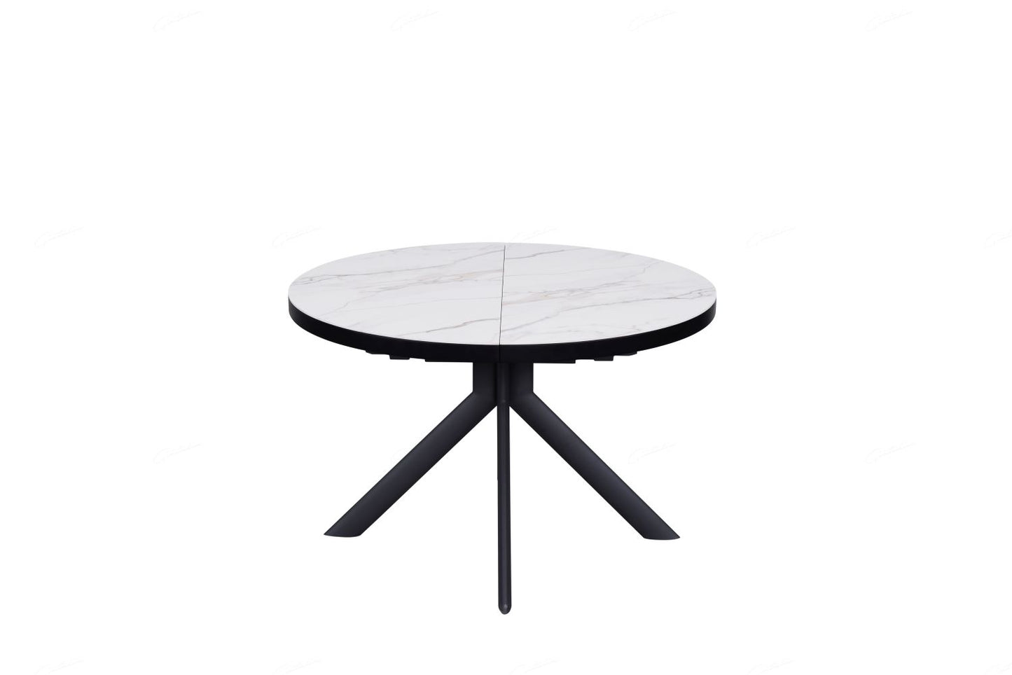 Danello Round Extending Dining Table White & Sunset Cloud Vein Ceramic