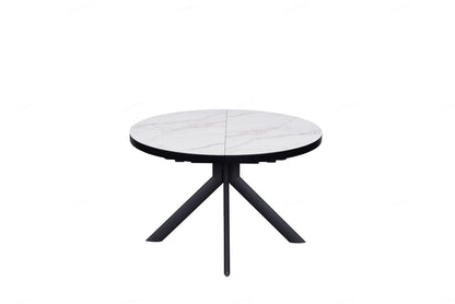 Danello Round Extending Dining Table White & Sunset Cloud Vein Ceramic