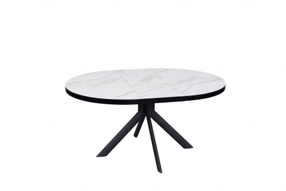 Danello Round Extending Dining Table White & Sunset Cloud Vein Ceramic