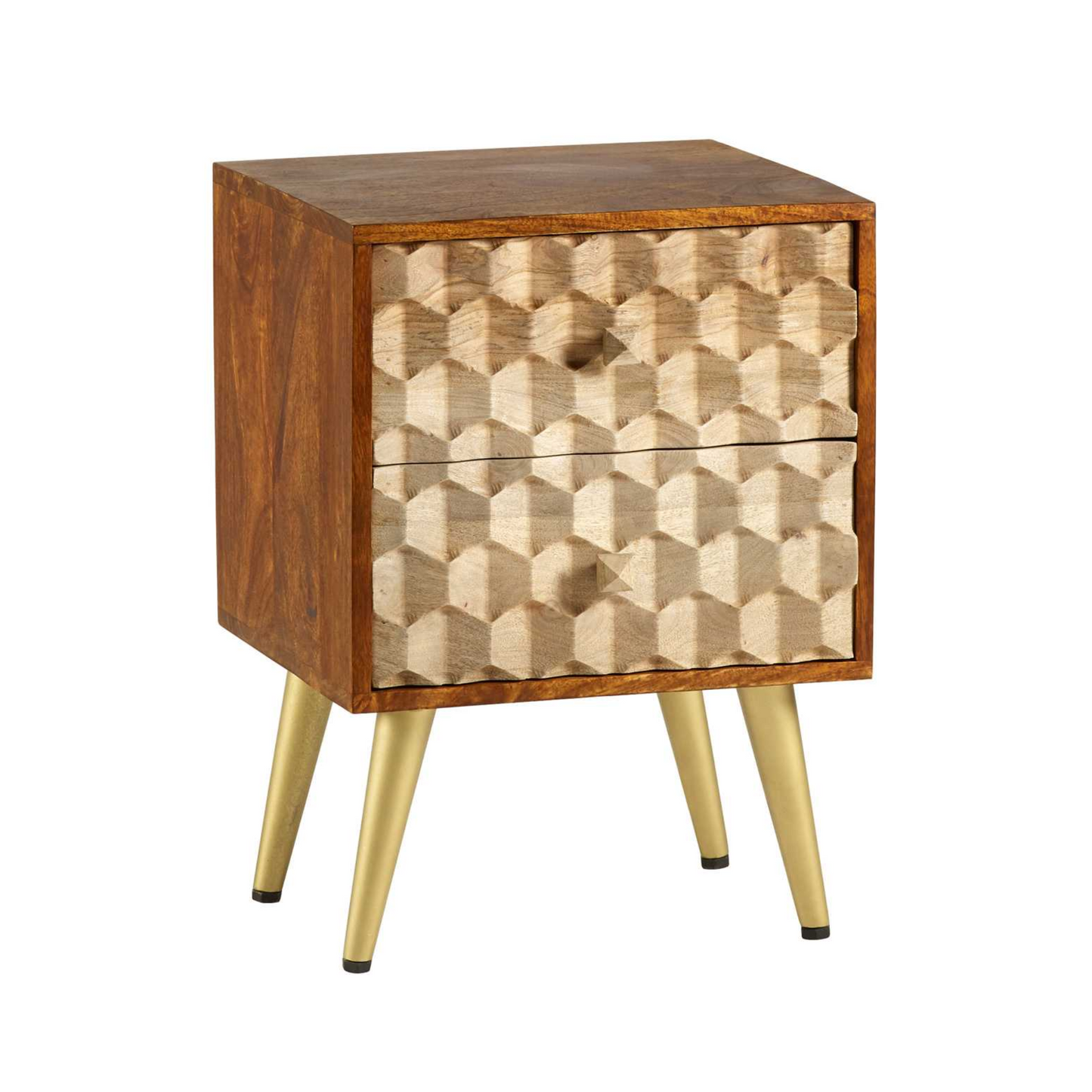 Ziggy Solid Mango Wood 2 Drawer Side Table