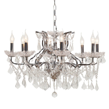 Chrome 8 Branch Shallow Cut Glass Chandelier