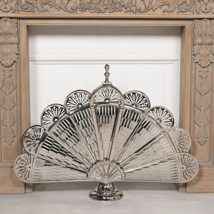 Chrome Folding Fire Screen