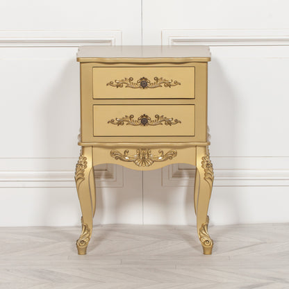 French Antique Gold 2 Drawer Bedside