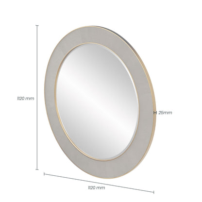 Raphia Mirror Round Grey Shagreen