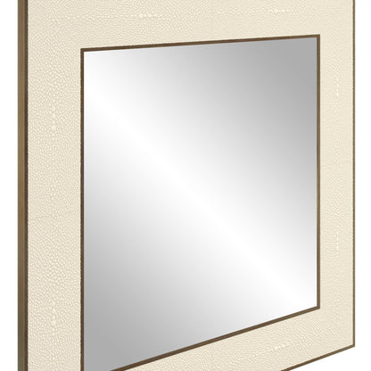 Raphia Mirror Small Square Ivory Shagreen