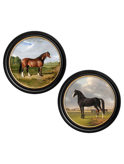 c.1840 Horses - Round Frame