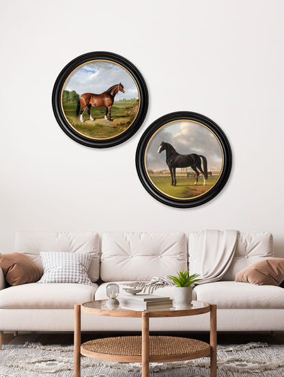 c.1840 Horses - Round Frame