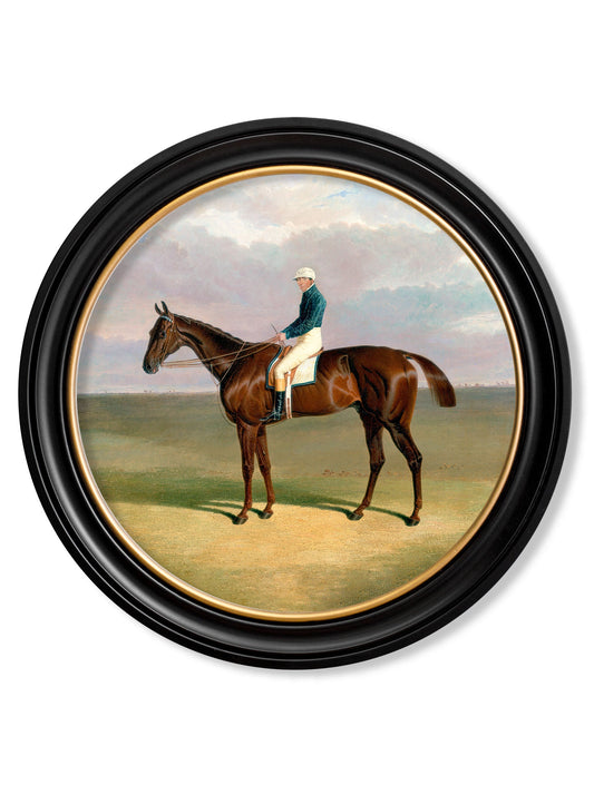 c.1840 Horse and Jockey - Round Frame