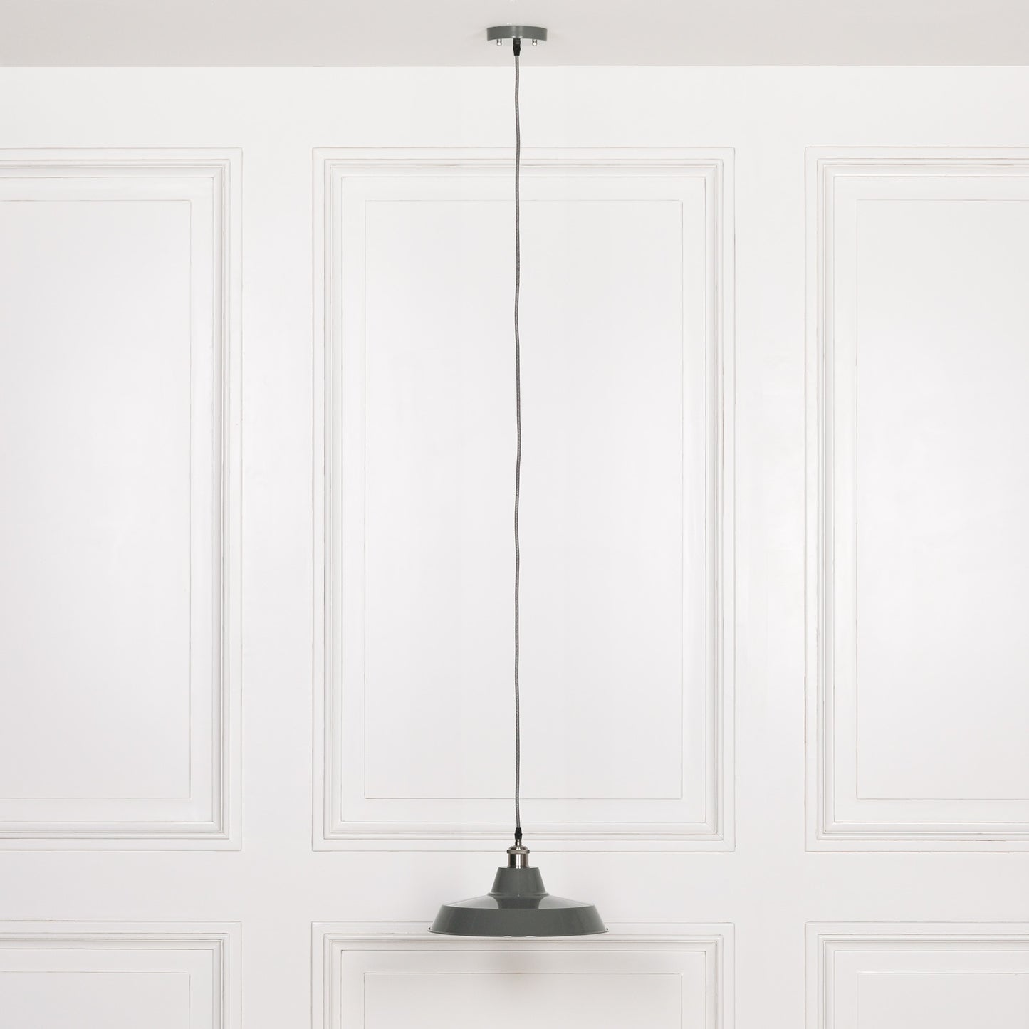 Factory Style Grey Enamel Painted 36cm Pendant Light