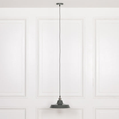 Factory Style Grey Enamel Painted 36cm Pendant Light