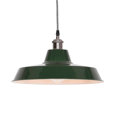 Factory Style British Green Enamel Painted 36cm Pendant Light