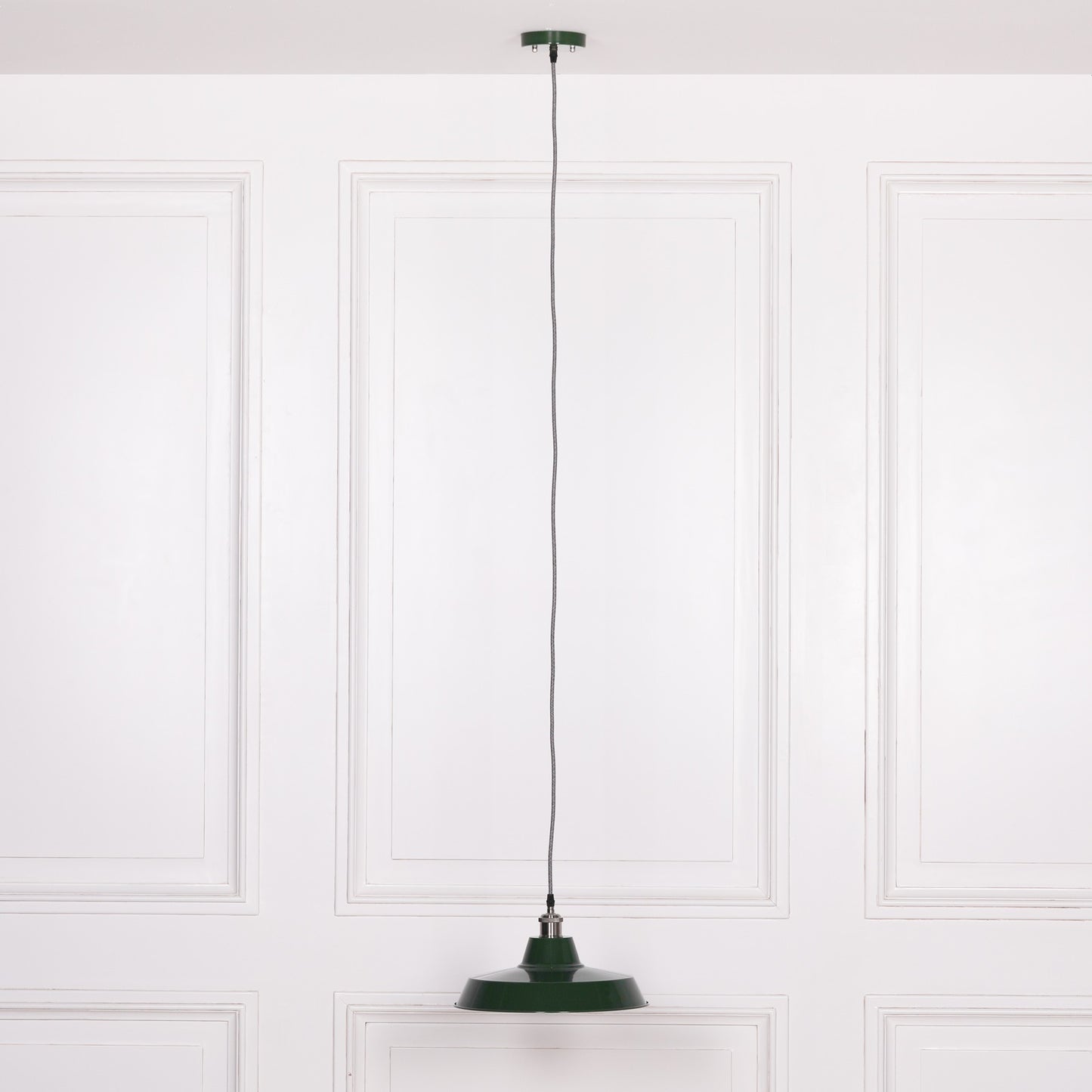 Factory Style British Green Enamel Painted 36cm Pendant Light