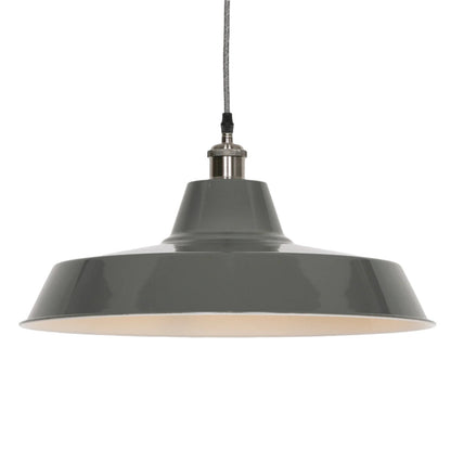 Factory Style Grey Enamel Painted 46cm Pendant Light