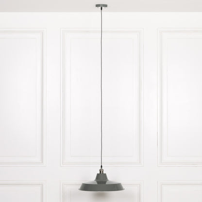 Factory Style Grey Enamel Painted 46cm Pendant Light