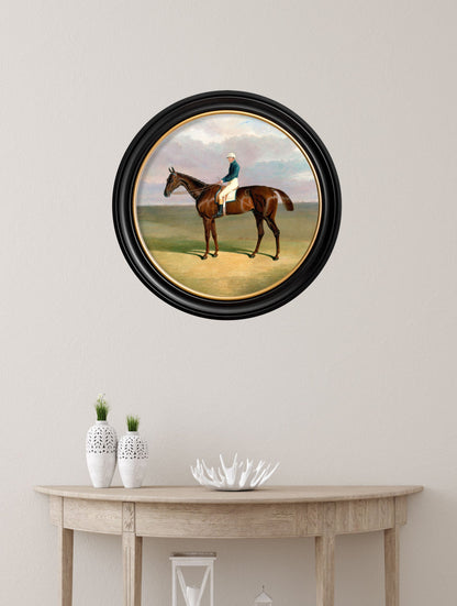 c.1840 Horse and Jockey - Round Frame