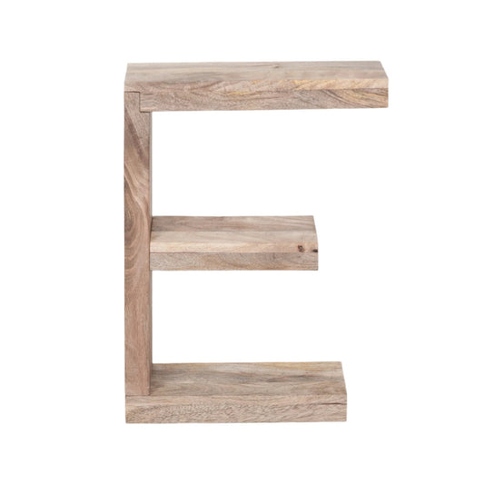 Wooden E Shelf Side Occasional Table