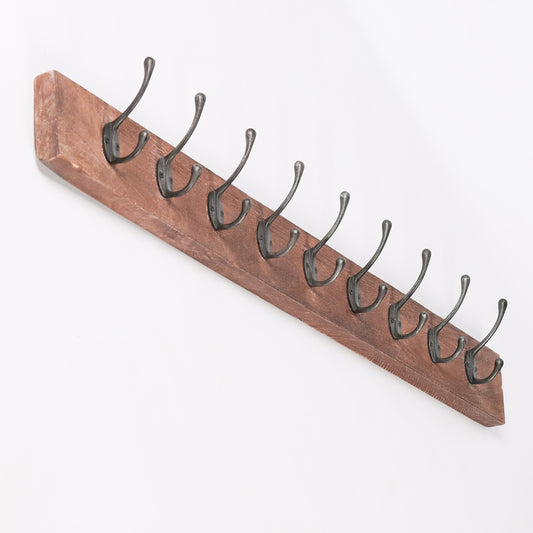 9 Hook 110cm Wooden Coat Hanger