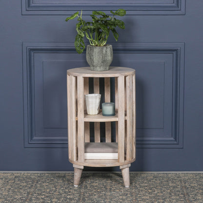 Blanchie Wooden Slated Bedside Table