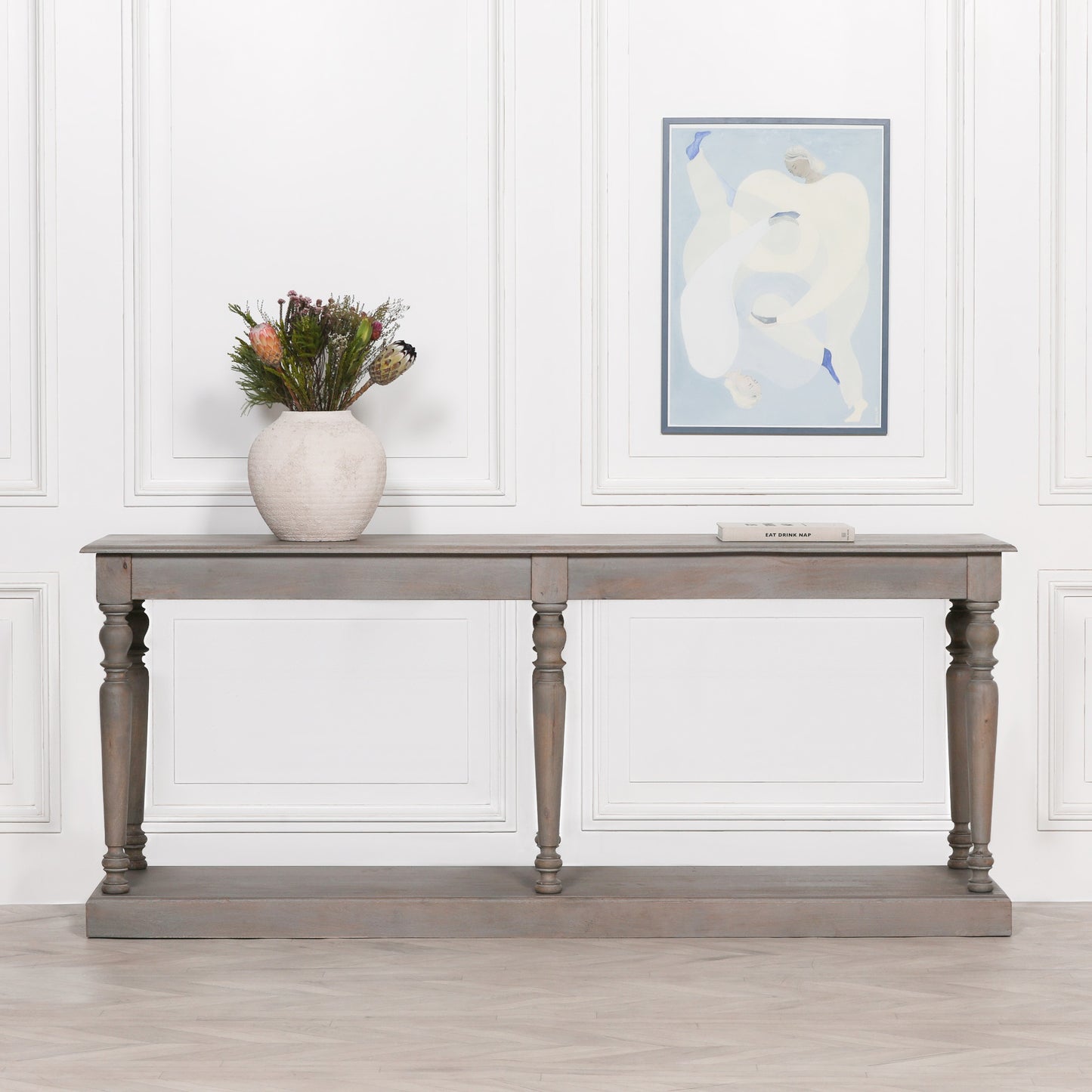 Rustic Wooden Column Leg Console