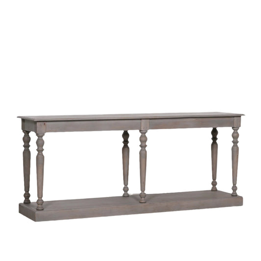 Rustic Wooden Column Leg Console