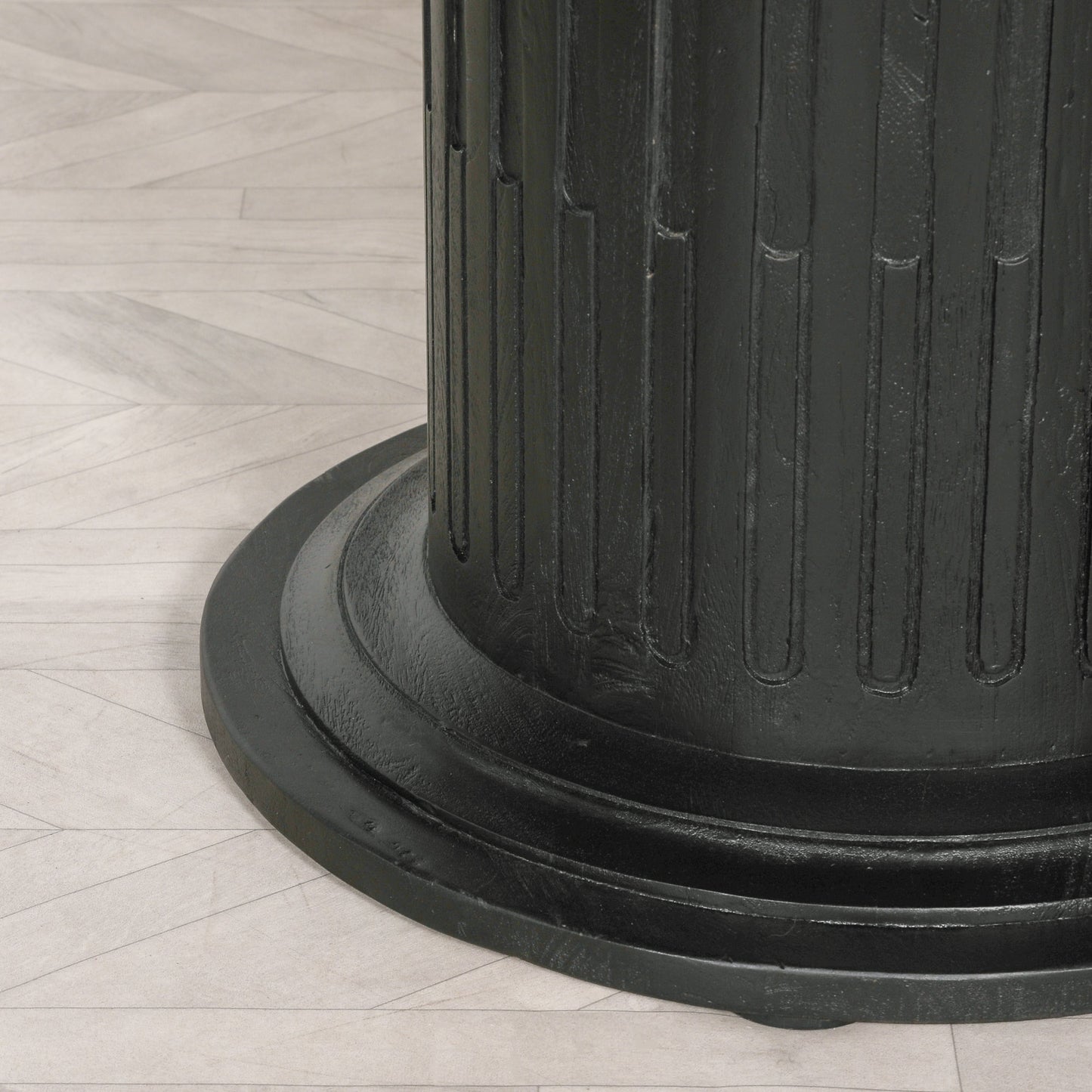 Black Wooden Round Column Dining Table