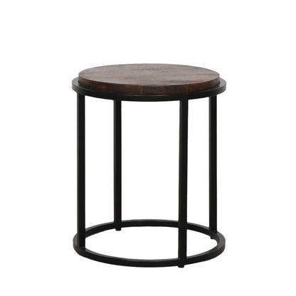 Black Metal Occasional Table with Wooden Top