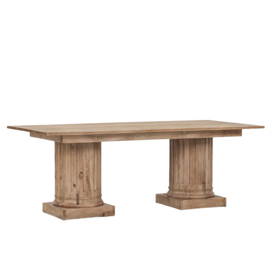 Wooden Column Rectangular Dining Table 220cm