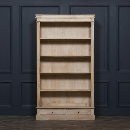 Blanche Wooden Rustic Single Open Bookcase with Drawers