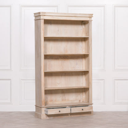 Blanche Wooden Rustic Single Open Bookcase with Drawers