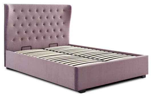 Athena Heather Velvet Double Kensington Ottoman Bed Velvet