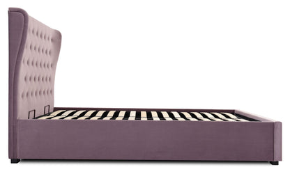 Athena Heather Velvet Double Kensington Ottoman Bed Velvet