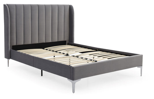 Athena Grey Velvet Double Avery Bed